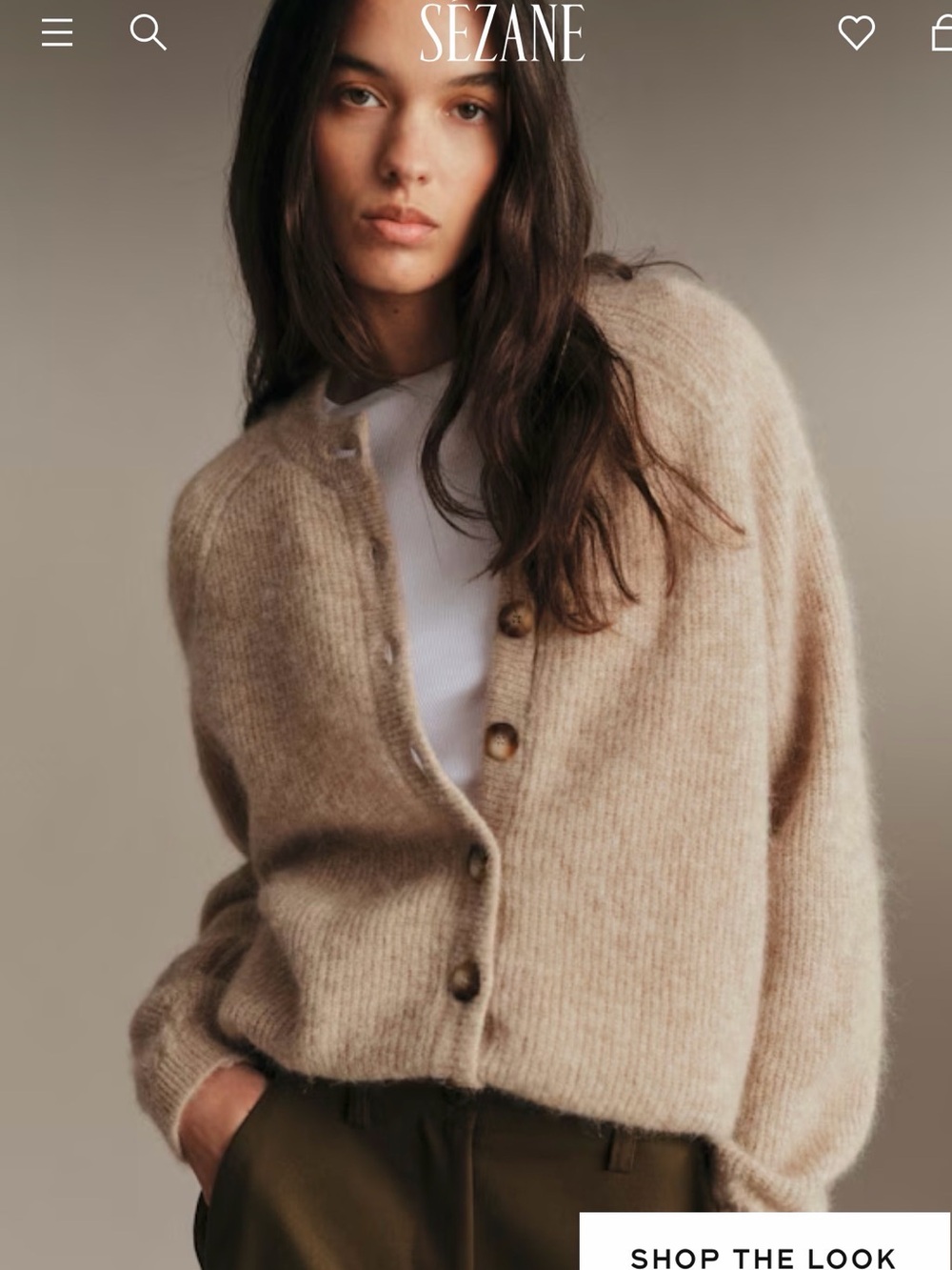 Sezane Othello Cardigan Light Beige - Size S